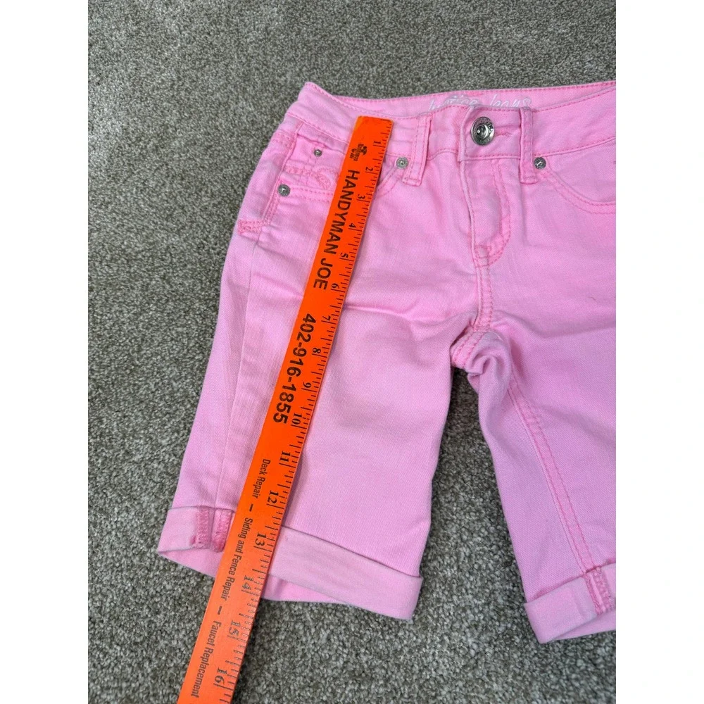 Justice Girls Pink Denim Bermuda Shorts 10R Simply Low Cuffed Stretch 10 Kids